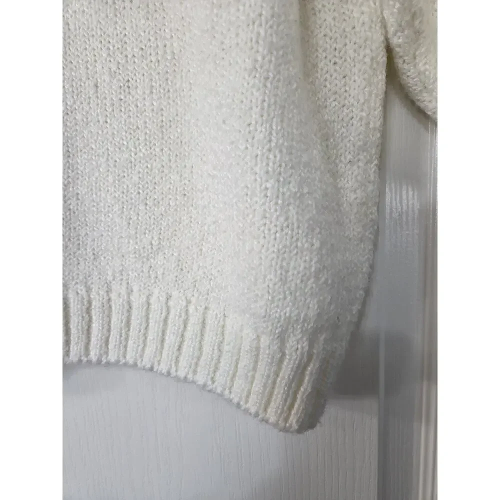 Diane Von Furstenberg White Vintage Chunky Cozy Pullover Sweater, Size Medium - Picture 10 of 11